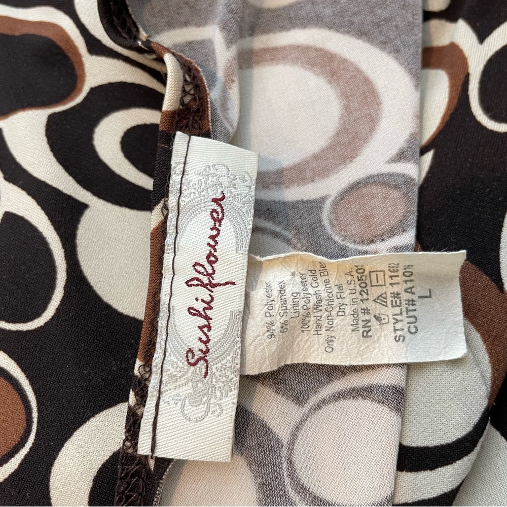 Stylish Sushiflower Women's Patterned Dress - Black, Cream, Brown. Size Large - Picture 6 of 6